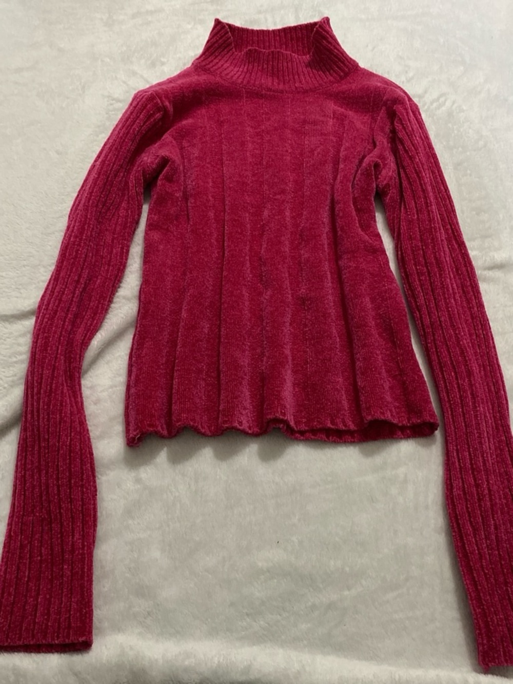 Women’s Raspberry Ribbed Turtleneck Sweater